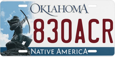 OK license plate 830ACR