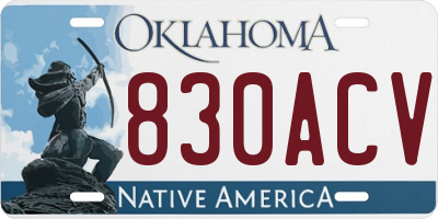 OK license plate 830ACV