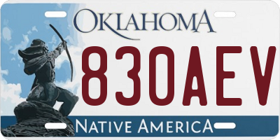 OK license plate 830AEV