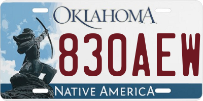 OK license plate 830AEW