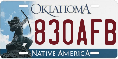 OK license plate 830AFB