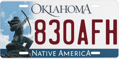 OK license plate 830AFH