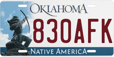 OK license plate 830AFK