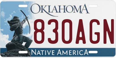OK license plate 830AGN