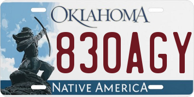 OK license plate 830AGY