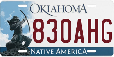 OK license plate 830AHG