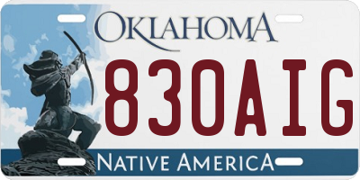 OK license plate 830AIG