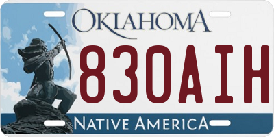 OK license plate 830AIH