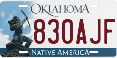 OK license plate 830AJF