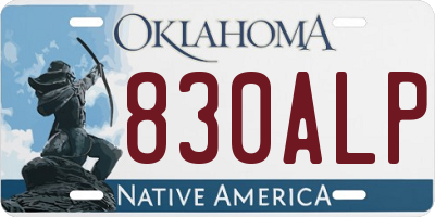 OK license plate 830ALP