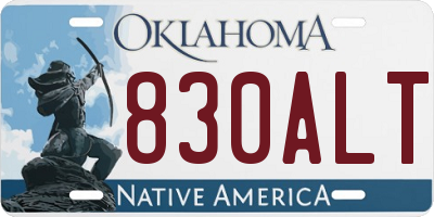 OK license plate 830ALT