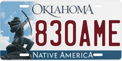 OK license plate 830AME