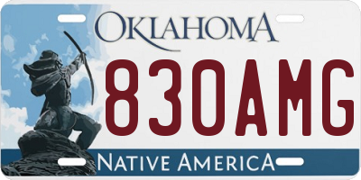 OK license plate 830AMG