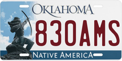 OK license plate 830AMS