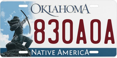 OK license plate 830AOA