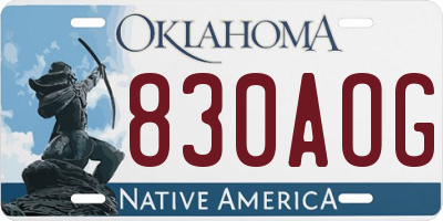 OK license plate 830AOG
