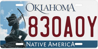 OK license plate 830AOY