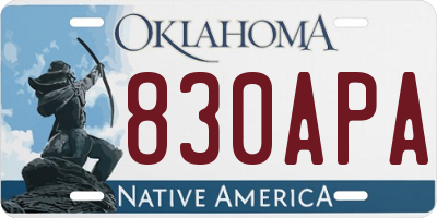 OK license plate 830APA