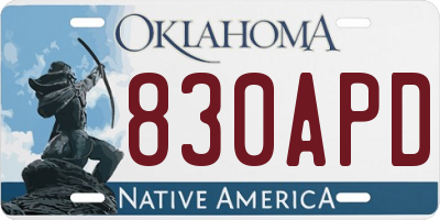 OK license plate 830APD