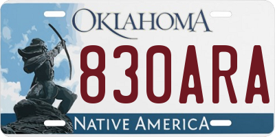 OK license plate 830ARA