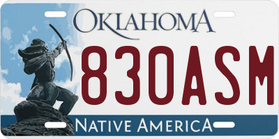 OK license plate 830ASM