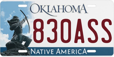 OK license plate 830ASS