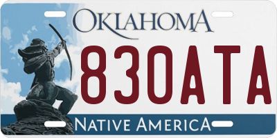 OK license plate 830ATA