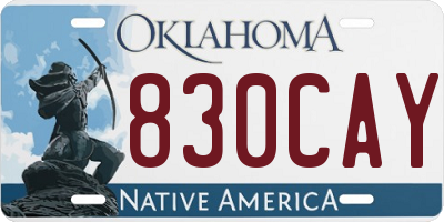 OK license plate 830CAY