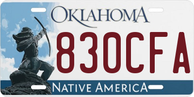 OK license plate 830CFA