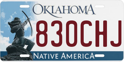 OK license plate 830CHJ