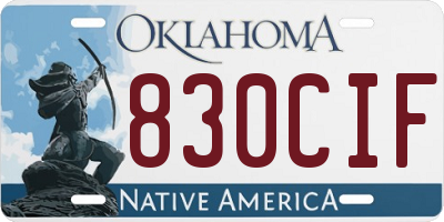 OK license plate 830CIF