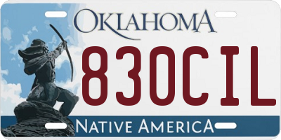 OK license plate 830CIL