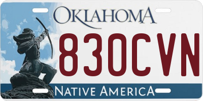 OK license plate 830CVN