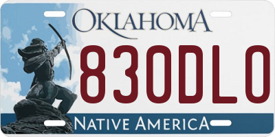 OK license plate 830DLO