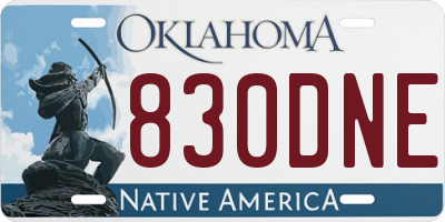 OK license plate 830DNE