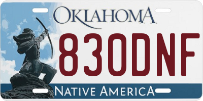 OK license plate 830DNF