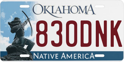 OK license plate 830DNK
