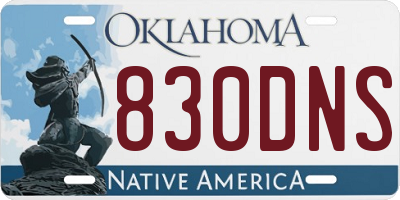 OK license plate 830DNS