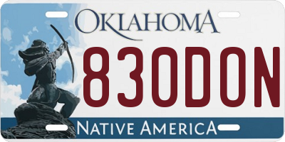 OK license plate 830DON