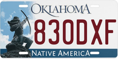 OK license plate 830DXF