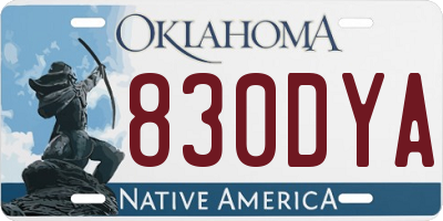 OK license plate 830DYA
