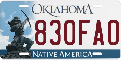 OK license plate 830FAO