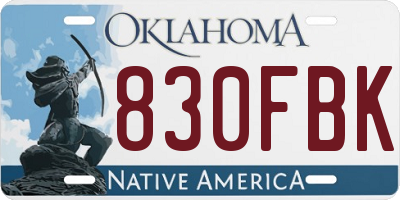 OK license plate 830FBK