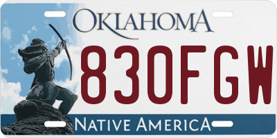 OK license plate 830FGW