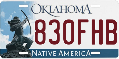 OK license plate 830FHB