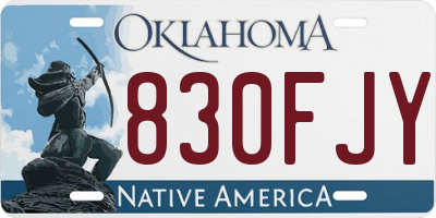 OK license plate 830FJY