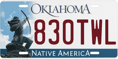OK license plate 830TWL