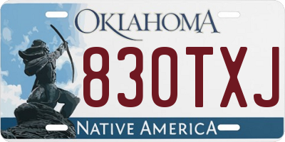 OK license plate 830TXJ
