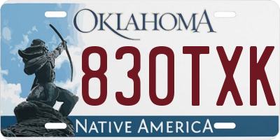 OK license plate 830TXK