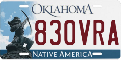 OK license plate 830VRA